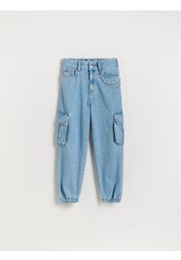 Reserved - Jeansy jogger cargo - niebieski. Kolor: niebieski