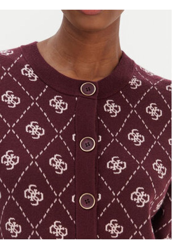 Guess Kardigan W4BR0D Z3JD2 Bordowy Regular Fit. Kolor: czerwony. Materiał: syntetyk