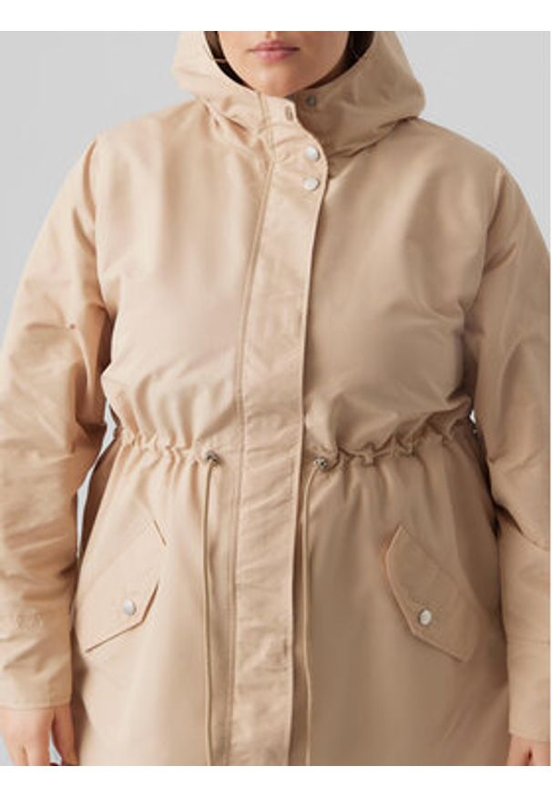 Vero Moda Curve Płaszcz przejściowy 10287156 Brązowy Regular Fit. Kolor: brązowy. Materiał: syntetyk