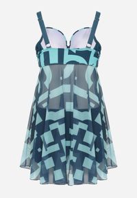 Born2be - Ciemnozielone Bikini z Siateczkową Sukienką Kąpielową i Majtkami Typu Szorty Vilineli. Kolekcja: plus size. Kolor: zielony. Długość: długie #4