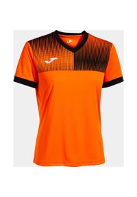 Damska koszulka Joma Eco Supernova Pomarańczowo-Czarna S. Kolor: wielokolorowy, czarny, pomarańczowy. Materiał: poliester. Sport: piłka nożna