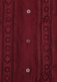 Renee - Bordowa Koszula ze Stójką i Koronką Phaeninca. Okazja: na co dzień. Typ kołnierza: kołnierzyk stójkowy. Kolor: czerwony. Materiał: koronka. Wzór: koronka. Styl: casual, elegancki #6