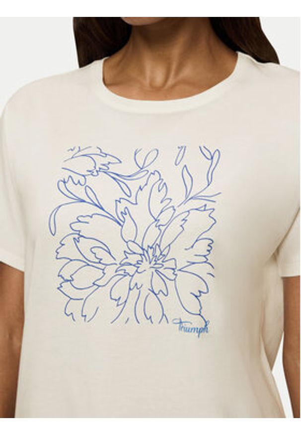 Triumph Koszulka piżamowa Mix & Match 10218281 Beżowy Relaxed Fit. Kolor: beżowy. Materiał: bawełna