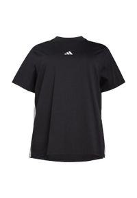 Adidas - Koszulka Essentials 3-Stripes Cotton (Plus Size). Kolekcja: plus size. Kolor: biały, czarny, wielokolorowy. Materiał: bawełna. Sport: fitness