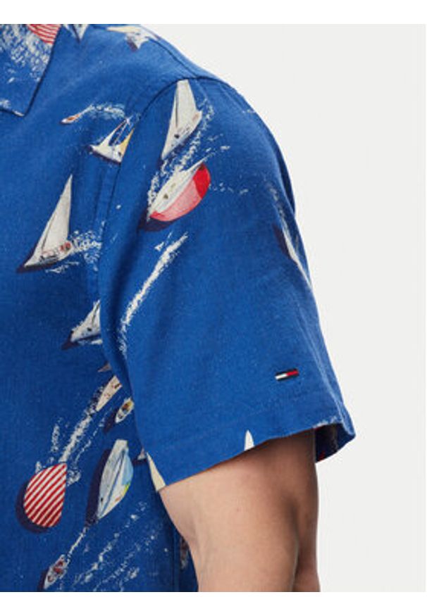 Tommy Jeans Koszula Aop Co Slub DM0DM23144 Niebieski Regular Fit. Kolor: niebieski. Materiał: bawełna