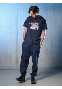 4f - 4F T-shirt regular z nadrukiem męski - granatowy XL. Okazja: na co dzień. Kolor: niebieski. Materiał: dzianina, bawełna, materiał. Wzór: nadruk. Styl: casual #2