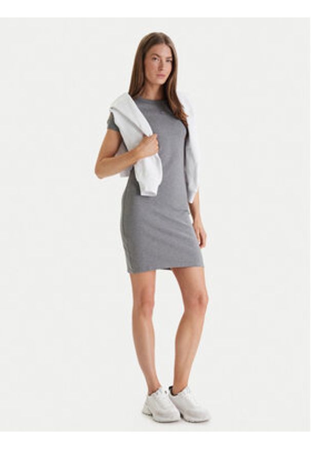 Calvin Klein Jeans Sukienka codzienna LV047B266G Szary Slim Fit. Okazja: na co dzień. Kolor: szary. Materiał: bawełna. Typ sukienki: proste. Styl: casual