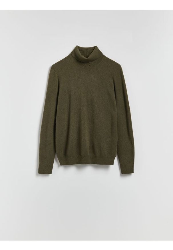 Reserved - Golf z kaszmirem - zielony. Typ kołnierza: golf. Kolor: zielony. Materiał: kaszmir