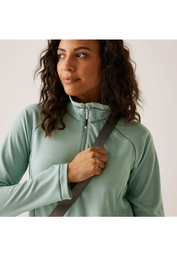 Regatta - Damski lekki polar turystyczny Montes z zamkiem błyskawicznym do połowy. Kolor: zielony. Materiał: polar