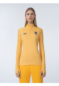 4f - Longsleeve treningowy szybkoschnący damski Litwa - Pekin 2022. Kolor: żółty. Materiał: dzianina, skóra. Długość rękawa: długi rękaw. Sezon: zima. Sport: fitness #2