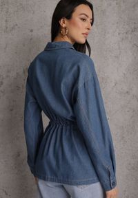 Renee - Niebieska Koszula z Bawełny Ściągana w Talii Troczkami Hettia. Kolor: niebieski. Materiał: bawełna. Styl: elegancki #4