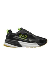 EA7 Emporio Armani - EA7 Czarne sneakersy z zielonym logo. Kolor: czarny #4