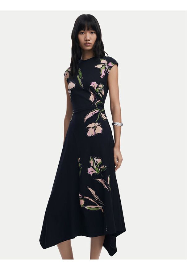 Desigual Sukienka codzienna Katrina 25WWVK12 Czarny Slim Fit. Okazja: na co dzień. Kolor: czarny. Materiał: bawełna. Typ sukienki: proste. Styl: casual