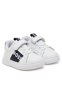 BOSS Sneakersy J52165 S Biały. Kolor: biały. Materiał: skóra #4