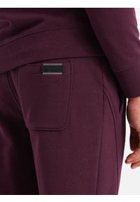 Ombre Clothing - Dresowy bawełniany komplet męski BASIC bluza nierozpinana + joggery – bordowy V3. Kolor: czerwony. Materiał: dresówka, bawełna. Wzór: jednolity #7