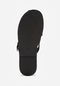 Born2be - Czarne Klapki z Paskami w Stylu Gladiatorek z Klamerką Lorianatea. Okazja: na co dzień. Kolor: czarny. Materiał: jeans. Sezon: lato. Styl: casual #4