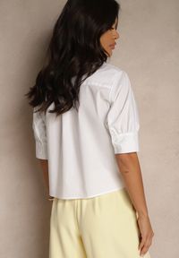 Renee - Biała Koszula z Bawełny z Bufiastymi Rękawami Silanira. Okazja: na co dzień. Kolor: biały. Materiał: bawełna. Styl: elegancki, casual #3