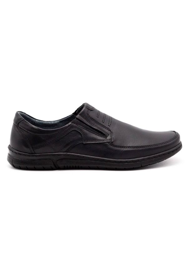Olivier Buty męskie slip-on 7053 czarne. Zapięcie: bez zapięcia. Kolor: czarny. Materiał: skóra, jeans. Sezon: jesień, wiosna. Styl: sportowy