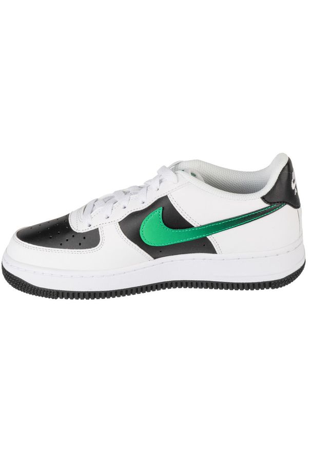 Nike - Buty sportowe Sneakersy chłopięce, Air Force 1 LV8 2 GS. Kolor: czarny. Materiał: tkanina, materiał, syntetyk, skóra, guma. Model: Nike Air Force. Sport: turystyka piesza