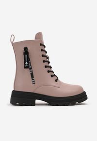 Born2be - Różowe Botki Workery z Ozdobnym Suwakiem Sridee. Kolor: różowy. Sezon: zima, jesień