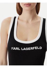 Karl Lagerfeld - KARL LAGERFELD Sukienka codzienna B2W46087 Czarny Slim Fit. Okazja: na co dzień. Typ kołnierza: dekolt w karo. Kolor: czarny. Materiał: bawełna. Typ sukienki: proste. Styl: casual #5