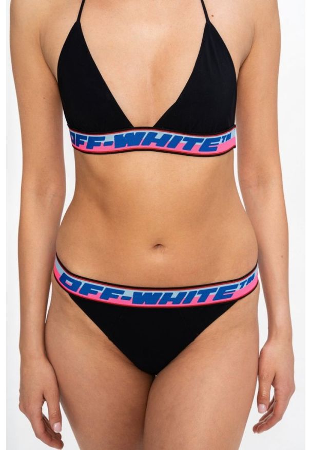 OFF-WHITE Czarne bikini, Rozmiar 38. Kolor: czarny. Materiał: guma. Wzór: aplikacja