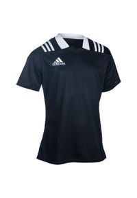 Adidas - Koszulka do rugby 3S. Kolor: biały, wielokolorowy, czarny. Materiał: materiał, poliester. Technologia: ClimaCool (Adidas). Wzór: paski #1