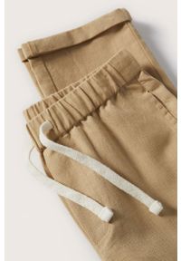 Mango Kids spodnie dziecięce Linus kolor brązowy gładkie. Okazja: na co dzień. Kolor: brązowy. Materiał: włókno. Wzór: gładki. Styl: casual #7
