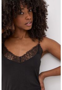 Morgan top damski kolor czarny. Kolor: czarny. Materiał: koronka. Długość rękawa: na ramiączkach #2