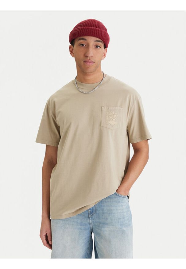 Quiksilver T-Shirt Oxni EQYKT04413 Beżowy Comfort Fit. Kolor: beżowy. Materiał: bawełna