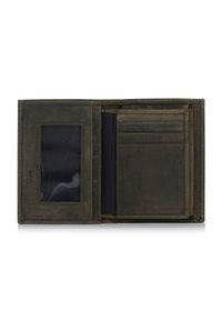 Ochnik - Skórzany portfel męski khaki. Kolor: zielony. Materiał: skóra