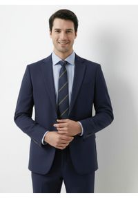 Krawat Męski - Angelo di Monti - Granat, Drobne Prążki. Kolor: niebieski. Materiał: tkanina. Wzór: prążki. Styl: elegancki, wizytowy #4