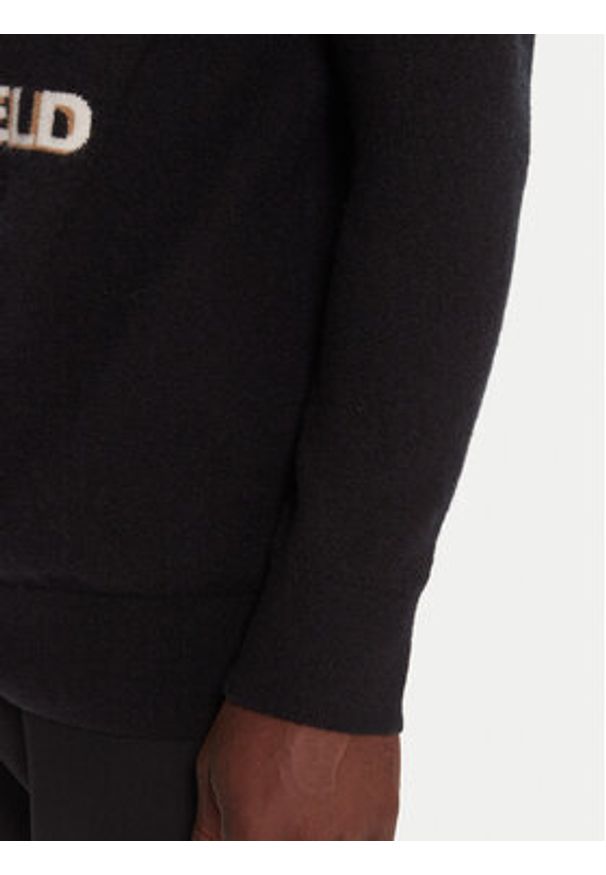 Karl Lagerfeld - KARL LAGERFELD Sweter 655030 554306 Czarny Regular Fit. Typ kołnierza: dekolt w karo. Kolor: czarny. Materiał: syntetyk