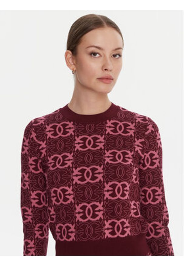Pinko - PINKO Sweter Gypsies 106041 A2YD Bordowy Regular Fit. Kolor: czerwony. Materiał: wiskoza