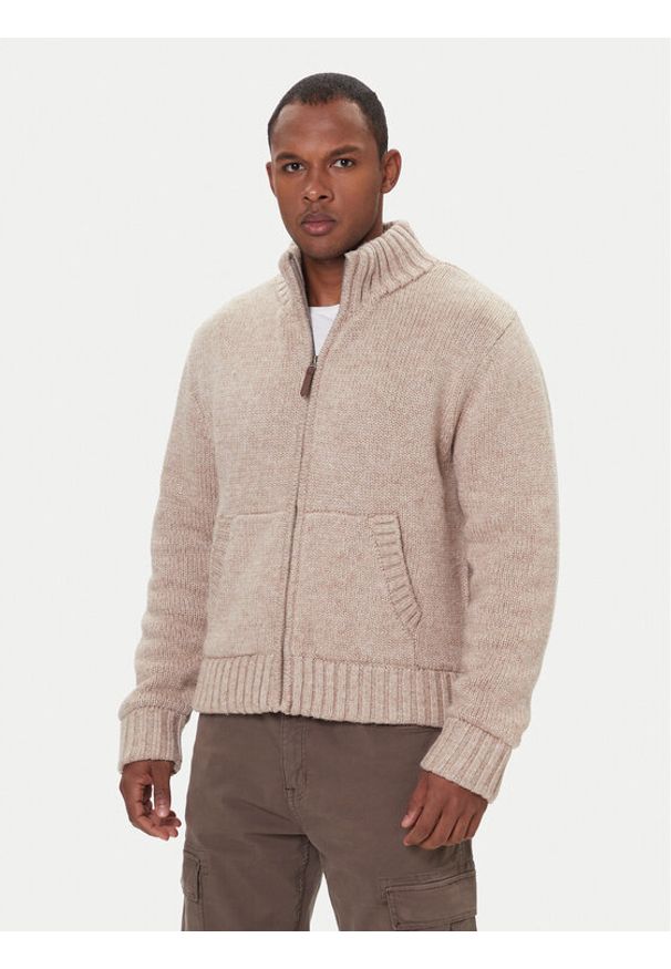 Guess Jeans Kardigan M5BR07 Z0662 Brązowy Regular Fit. Kolor: brązowy. Materiał: syntetyk