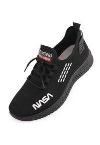 Nasa - Czarne Sneakers NASA dla Mężczyzn - Rozmiar 45 z Projektem Kosmicznym. Kolor: czarny. Materiał: syntetyk, materiał