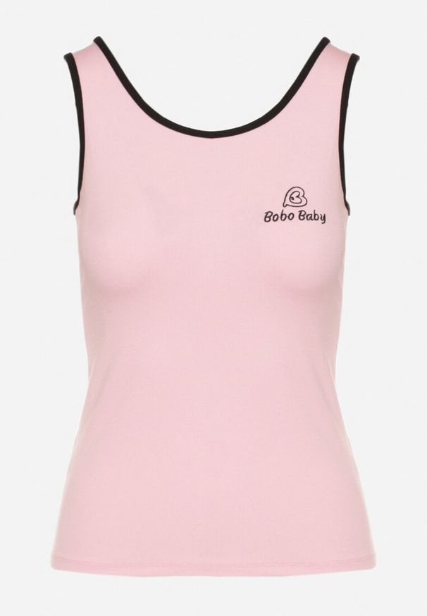 Born2be - Różowy Wiskozowy Top Ozdobiony Nadrukiem Amovara. Okazja: na co dzień. Kolor: różowy. Materiał: wiskoza. Wzór: aplikacja, nadruk. Styl: casual