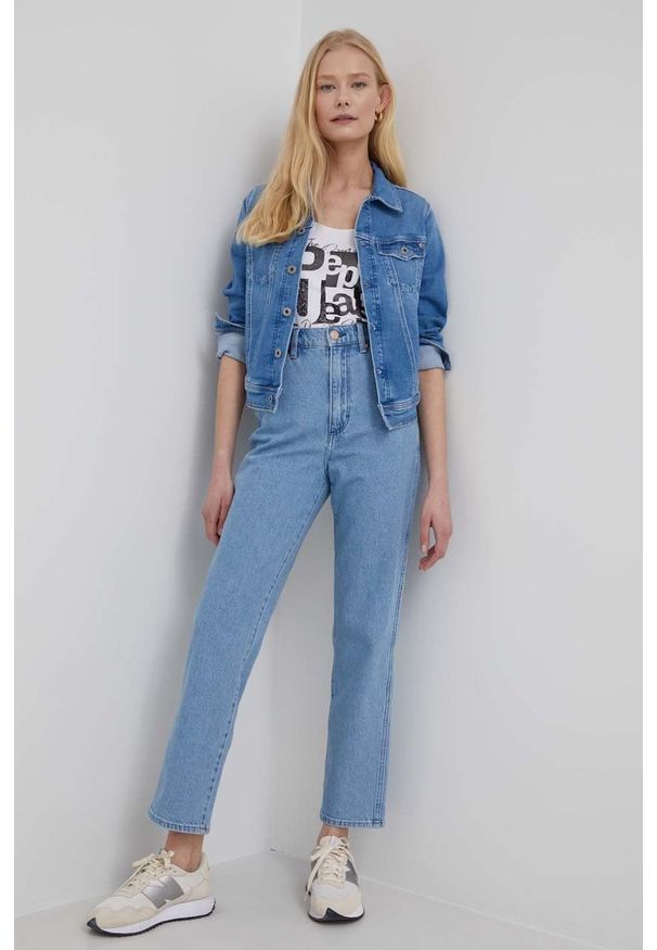 Wrangler jeansy WILD WEST BLUESTONE damskie high waist. Stan: podwyższony. Kolor: niebieski