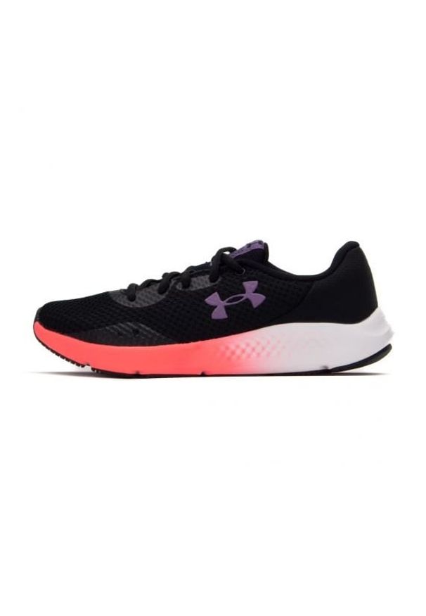 Buty Under Armour Charged Pursuit 3 W 3024889-004 czarne. Okazja: na co dzień. Wysokość cholewki: przed kostkę. Kolor: czarny. Materiał: materiał, guma. Szerokość cholewki: normalna. Sport: fitness