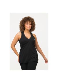 ULLA POPKEN - Damskie Top funkcyjny szybkoschnący dekolt w szpic bez rękawów. Kolekcja: plus size. Kolor: czarny. Materiał: materiał, poliester, elastan. Długość rękawa: bez rękawów #1
