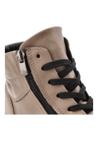Beżowe Botki Artiker Modne Obuwie Damskie. Okazja: na co dzień. Zapięcie: sznurówki. Kolor: beżowy. Materiał: skóra. Szerokość cholewki: normalna. Styl: casual, elegancki #4