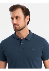Ombre Clothing - Komplet męskich t-shirtów bawełnianych polo BASIC – granatowy/biały/czerwony V3 OM-POBS-0133 - XXL. Typ kołnierza: polo. Kolor: czerwony. Materiał: bawełna. Wzór: haft. Styl: klasyczny, sportowy #8