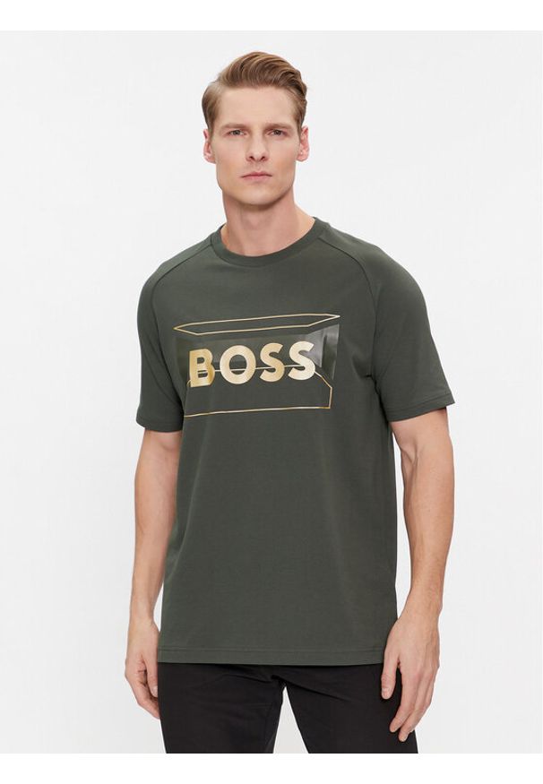 BOSS - Boss T-Shirt 50514527 Zielony Regular Fit. Kolor: zielony. Materiał: syntetyk, bawełna
