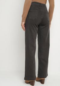 Born2be - Ciemnoszare Szerokie Jeansy z Wysokim Stanem Vetiluna. Okazja: na co dzień. Stan: podwyższony. Kolor: szary. Styl: casual, elegancki #4