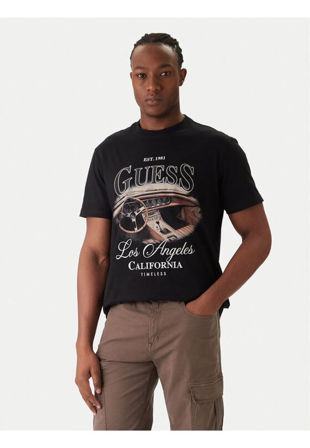 Guess T-Shirt M6RI13 K8FQ4 Czarny Regular Fit. Kolor: czarny. Materiał: bawełna