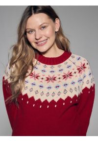 Reserved - Wełniany sweter - czerwony. Kolor: czerwony. Materiał: wełna #1