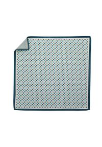 Adam Collection - Jedwabna biała poszetka w niebieskie i szare kropki EJ22. Kolor: szary, biały, wielokolorowy, niebieski. Materiał: jedwab. Wzór: kropki #1