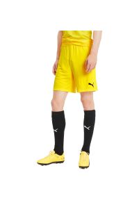 Spodenki Puma Teamfinal 21 Knit Shorts, Mężczyźni. Kolor: czarny, wielokolorowy, żółty. Materiał: poliester, materiał. Sport: piłka nożna