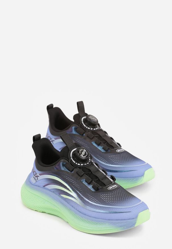 Born2be - Czarno-Niebieskie Buty Sportowe Sneakersy z Napisami i Geometrycznym Wzorem Adraseise. Okazja: na co dzień. Kolor: czarny. Materiał: jeans. Wzór: napisy, geometria