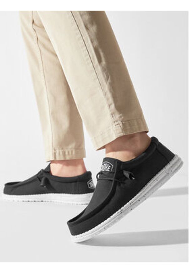 Hey dude - Hey Dude Mokasyny Wally Slub 40009-001 Czarny. Kolor: czarny. Materiał: materiał